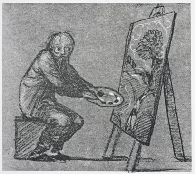 Karikatur-Selbstporträt von Edward Burne Jones